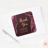 Red and Gold Agate Wedding Hartelijk dank Vierkante Sticker (Envelop)
