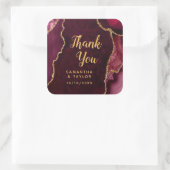 Red and Gold Agate Wedding Hartelijk dank Vierkante Sticker (Tas)