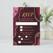 Red and Gold Agate Wedding Meal Choice RSVP Kaartje (Staand voorkant)