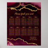 Red and Gold Agate Wedding Seating Chart Poster (Voorkant)