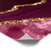 Red and Gold Agate Wedding Seating Chart Poster (Hoek)