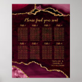 Red and Gold Agate Wedding Seating Chart Poster (Voorkant)