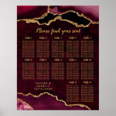 Red and Gold Agate Wedding Seating Chart Poster (Voorkant)