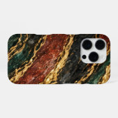 red and gold and dark green glitter marble iPhone hoesje (Achterkant horizontaal)