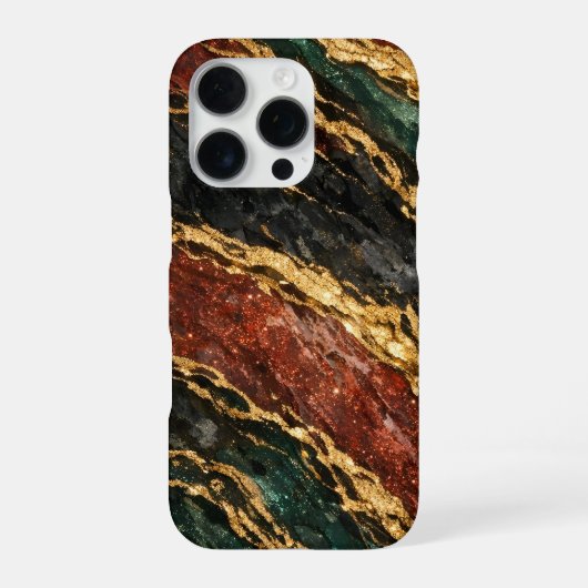 red and gold and dark green glitter marble iPhone hoesje (Achterkant)