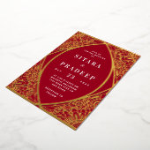 Red and Gold Arabesque Folie Invitation Folie Uitnodiging (Gedraaid)