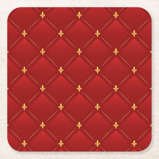 Red and Gold Art Nouveau Pattern Kartonnen Onderzetters (Voorkant)