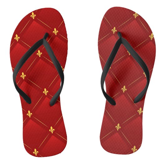 Red and Gold Art Nouveau Pattern Teenslippers (Voetbed)