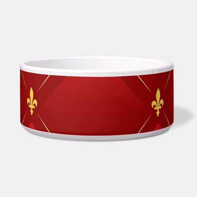 Red and Gold Art Nouveau Voerbakje (Voorkant)