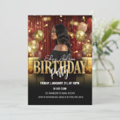 Red and Gold Birthday Party Invitation Kaart (Staand voorkant)