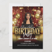 Red and Gold Birthday Party Invitation Kaart (Voorkant)