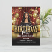 Red and Gold Birthday Party Invitation Kaart (Staand voorkant)