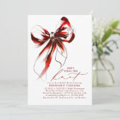 Red and Gold Bow Elegant Whimsical Bridal Shower Kaart (Staand voorkant)