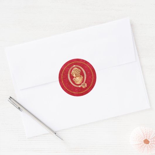 Red and Gold Cameo Sticker (Envelop)