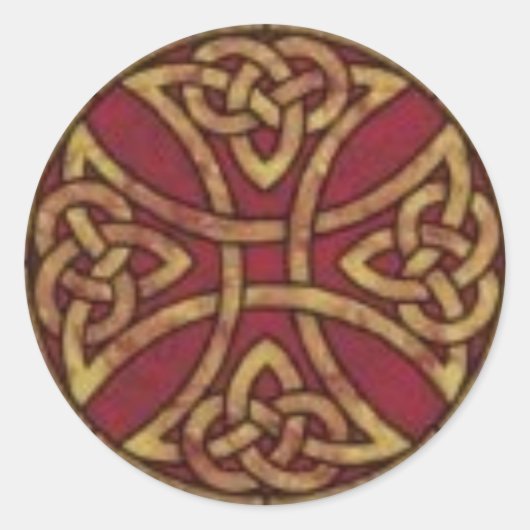 Red and Gold Celtic Knot Ronde Sticker (Voorkant)