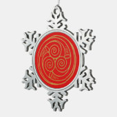 Red and Gold Celtic Mandala Tin Sneeuwvlok Ornament (Rechts)