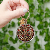 Red and Gold Celtic Shield Knot Sleutelhanger (Hand)