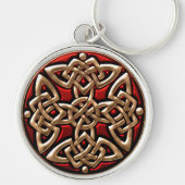 Red and Gold Celtic Shield Knot Sleutelhanger (Voorkant)