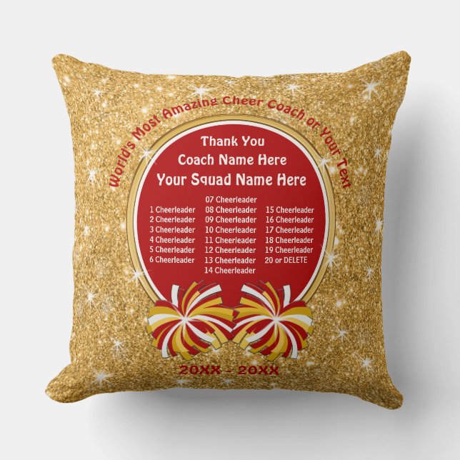 Red and Gold Cheer Coach Gifts, alle Cheerleader's Kussen (Voorkant)
