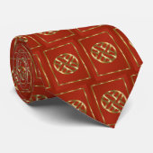 Red and Gold Chinese Chippendale Necktie Stropdas (Opgerold)