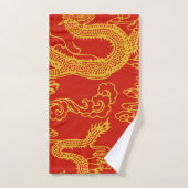 Red and Gold Chinese Dragon Pattern Bad Handdoek (Handdoek)