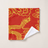 Red and Gold Chinese Dragon Pattern Bad Handdoek (Wasdoekje)