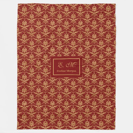 Red and Gold Christmas Custom Throw Blanket Gift Fleece Deken (Voorkant)