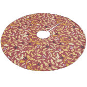 Red and gold christmas holly branches pattern fleece kerstboom rok (Gekanteld)