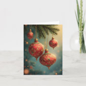 Red and Gold Christmas Ornaments Feestdagen Kaart (Voorkant)