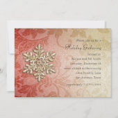 Red and Gold Damask Snowflake Holiday Party Kaart (Voorkant)