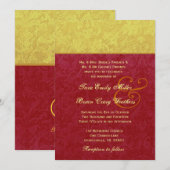 Red and Gold Damask Wedding TS211 Kaart (Voorkant / Achterkant)