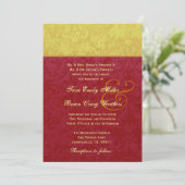 Red and Gold Damask Wedding TS211 Kaart (Staand voorkant)