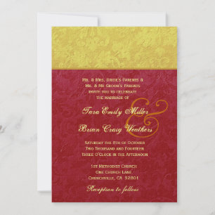 Red and Gold Damask Wedding TS211 Kaart