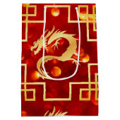 Red and Gold Dragon Medium Cadeauzakje (Achterkant)