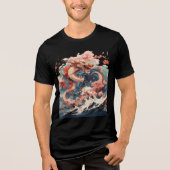 Red and Gold Dragon Over Stormy Sea Tri-Blend Shirt (Voorkant)