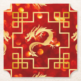 Red and Gold Dragon Wedding Ticket Onderzetter