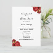 Red and Gold Floral Bridal Shower Kaart (Staand voorkant)