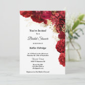 Red and Gold Floral Bridal Shower Kaart (Staand voorkant)