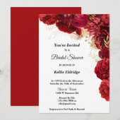 Red and Gold Floral Bridal Shower Kaart (Voorkant / Achterkant)