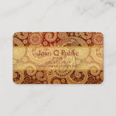 Red and Gold Floral DAMASK Pattern Visitekaartje (Voorkant)