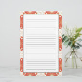 Red And Gold Floral Lace Pattern Briefpapier (Staand voorkant)