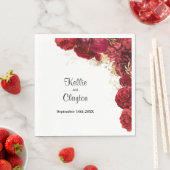 Red and Gold Floral Wedding Napkins Servet (Insitu)