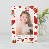 Red and Gold Foil Hearts Pattern Valentijnsdag Feestdagenkaart (Staand voorkant)