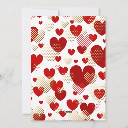 Red and Gold Foil Hearts Pattern Valentijnsdag Feestdagenkaart (Achterkant)