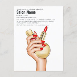 Red and Gold Glam Chic Beauty Salon Openen Uitnodiging Briefkaart