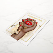 Red and Gold Glam Chic Spa Party Folie Uitnodiging (Gedraaid)