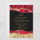 Red and Gold Glam Tears Verjaardagsfeest Kaart (Voorkant)