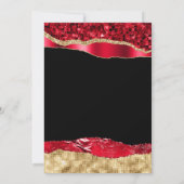 Red and Gold Glam Tears Verjaardagsfeest Kaart (Achterkant)