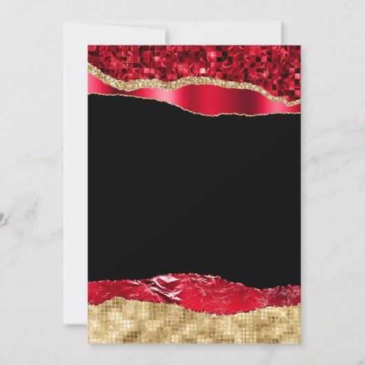 Red and Gold Glam Tears Verjaardagsfeest Kaart (Achterkant)