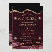 Red and Gold Glitter Agate 21st Birthday Kaart (Voorkant / Achterkant)